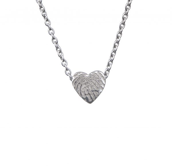 Hartvormige vingerafdruk hanger met ketting